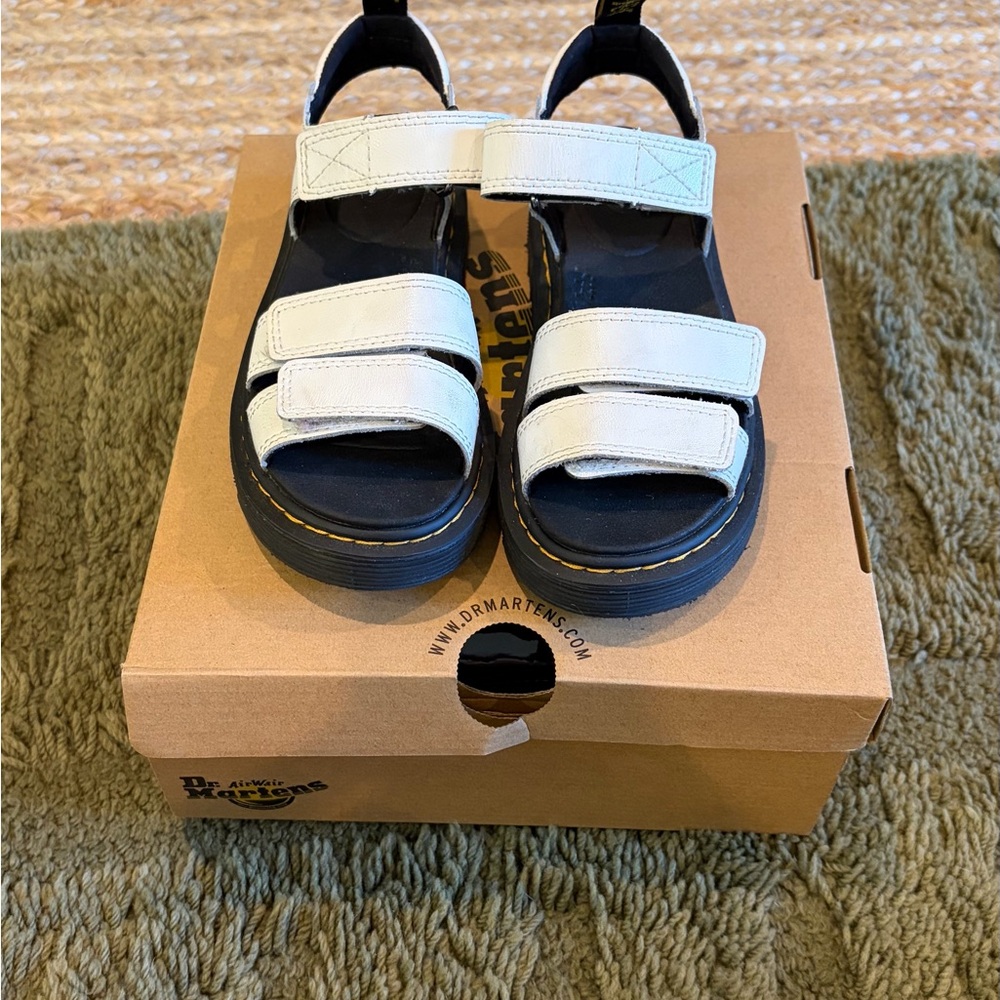 Dr. Martens Girls Junior Klaire Black and White Sandals Size 1